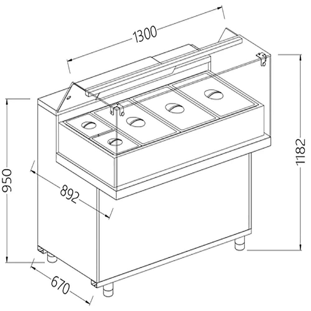 Diamond MB13X Refrigerated Bain Marie Display Counter, 1300mm