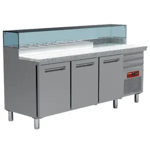 Diamond MR-MAXIPIZZA/R2 3 Door Gastronorm Saladette Counter for Pizzeria, 8 x 1/4 GN