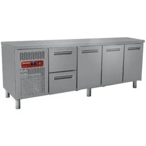 Diamond MR4/R2_MC1/2-TP 3 Door Stainless Steel Refrigerated Preparation Counter with 2 Drawers, 550 Litres
