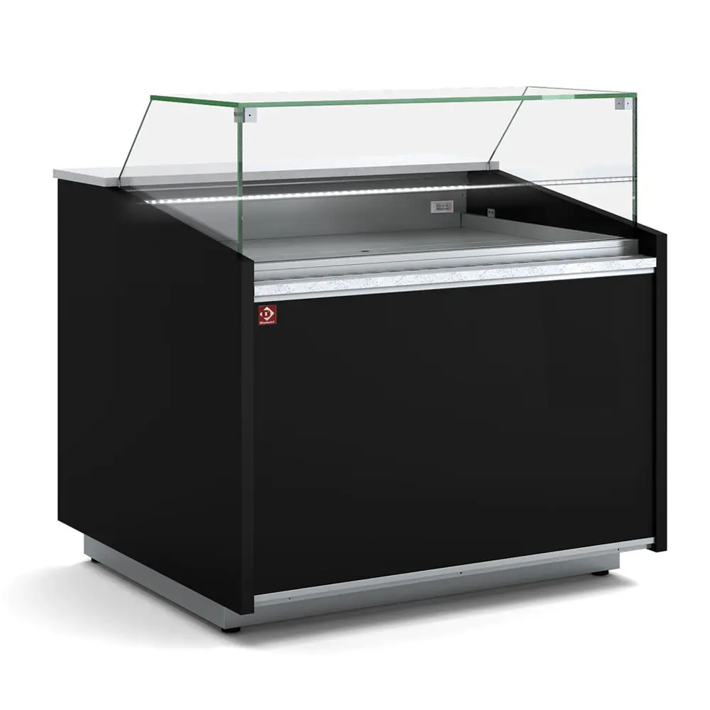 Diamond VIE/13-BV-B5 Black Refrigerated Serveover Counter with Understorage, 1285mm