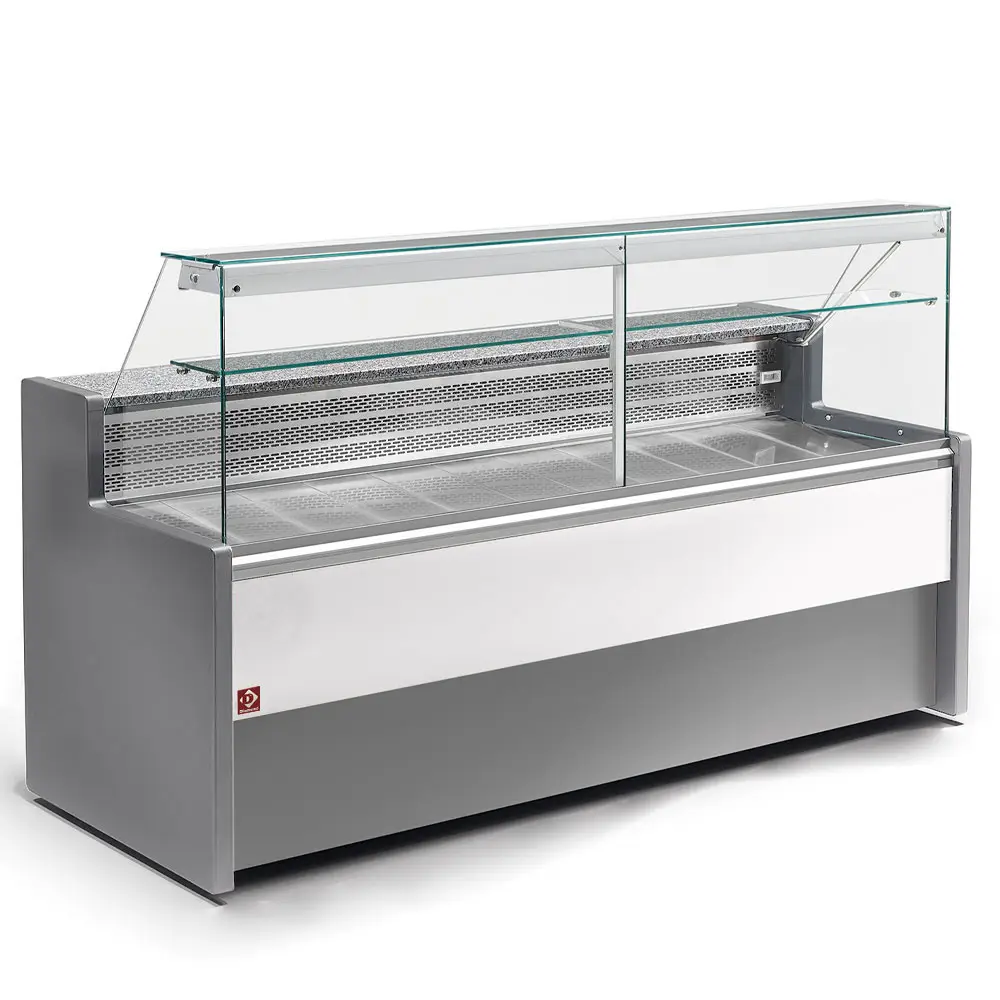 Diamond RO20/E8-R2 Stainless Steel Flat Glass Refrigerated Serveover Display with Understorage, 2000mm