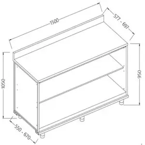 Diamond NL15X/5 Neutral Rear Cabinet, With Backsplash