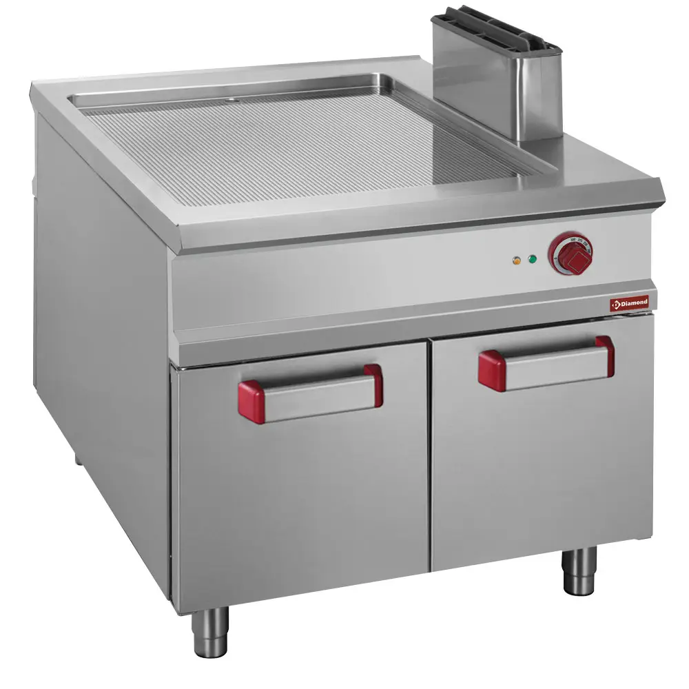 Diamond E1/PRA2 Freestanding Grooved Fry Top Electric Griddle on Netrual Closed cupboard, 12kW