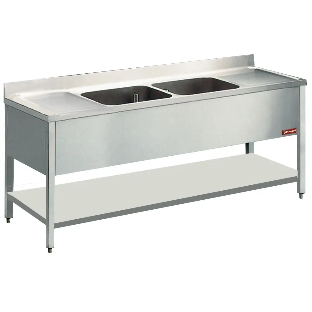 Diamond L2021 Spoeltafel 2 Kuipen 500X500Xh325 2 Druipv+On