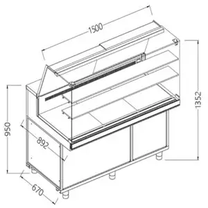 Diamond VA15X Snack Patisserie Display Counter, 1500mm