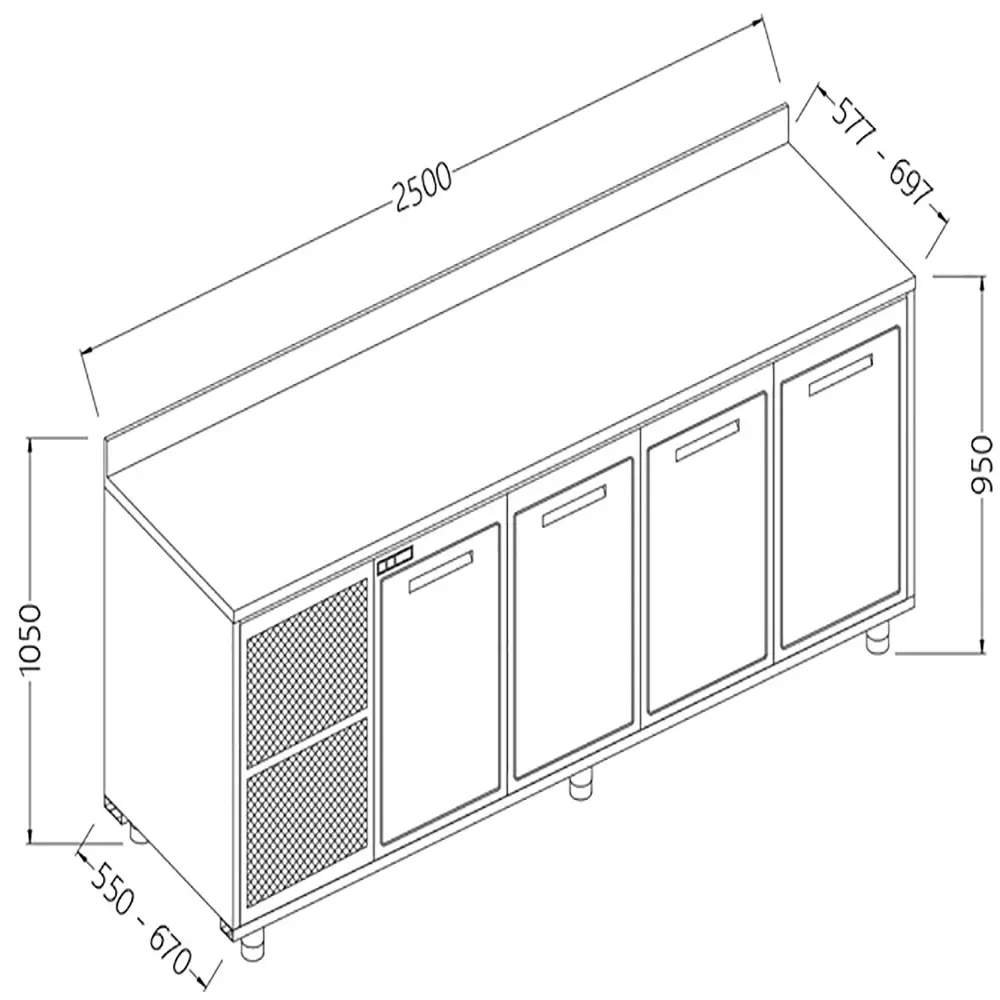 Diamond NLES25X Neutral Rear Cabinet, With Backsplash
