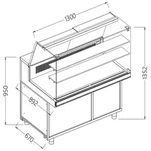 Diamond SA13X Patisserie Display Counter, 1300mm