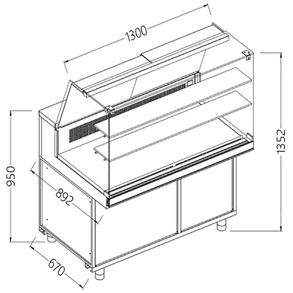 Diamond SA13X Patisserie Display Counter, 1300mm