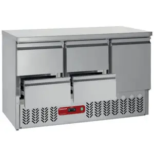 Diamond SA3/R6_2XGC1/2/R6 1 Door Stainless Steel Refrigerated Counter with 4 Drawers, 380 Litres