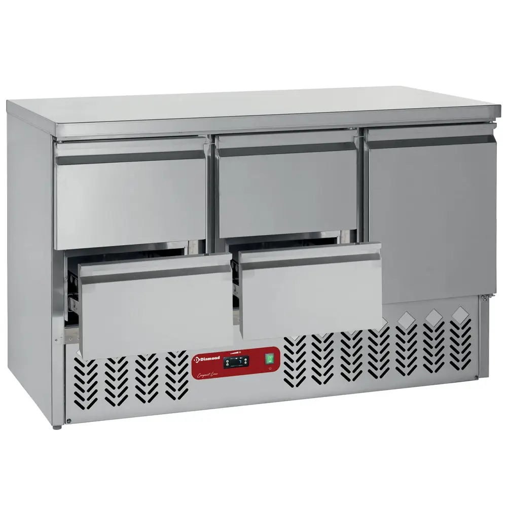 Diamond SA3/R6_2XGC1/2/R6 1 Door Stainless Steel Refrigerated Counter with 4 Drawers, 380 Litres
