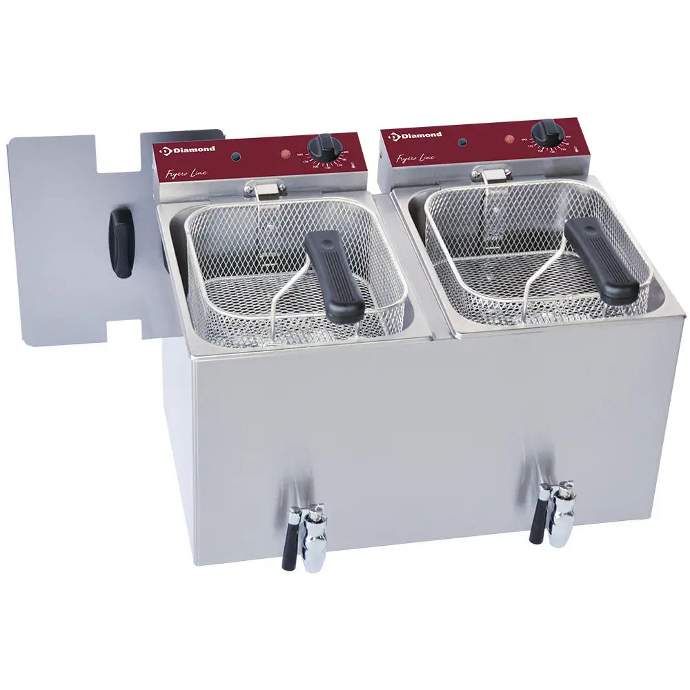 Diamond F8E-D2 Electric Table Top Fryer w/ Tap, 2 x 8 Litres