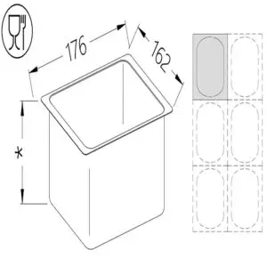 Diamond B/GN1/6-65 Gastronorm Tub 1/6 H65 Mm