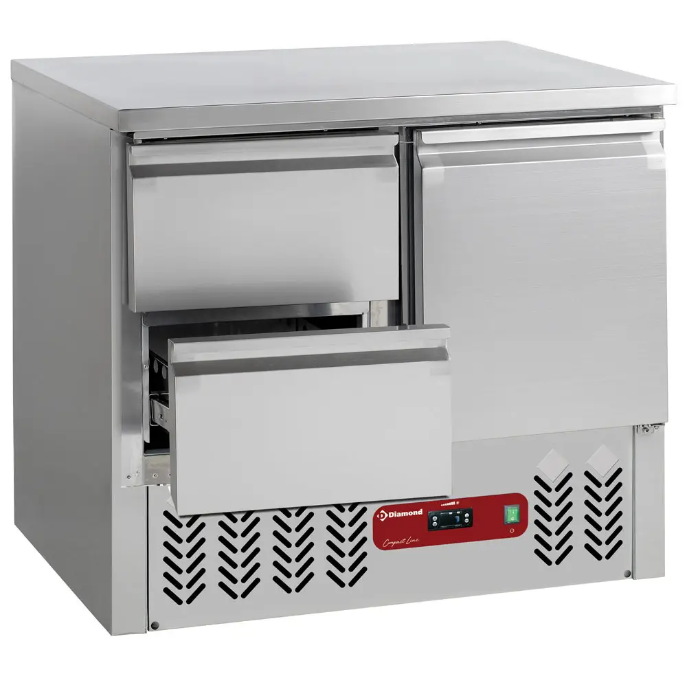 Diamond SA2/R6_GC1/2/R6 1 Door Stainless Steel Refrigerated Counter with 2 Drawers, 240 Litres