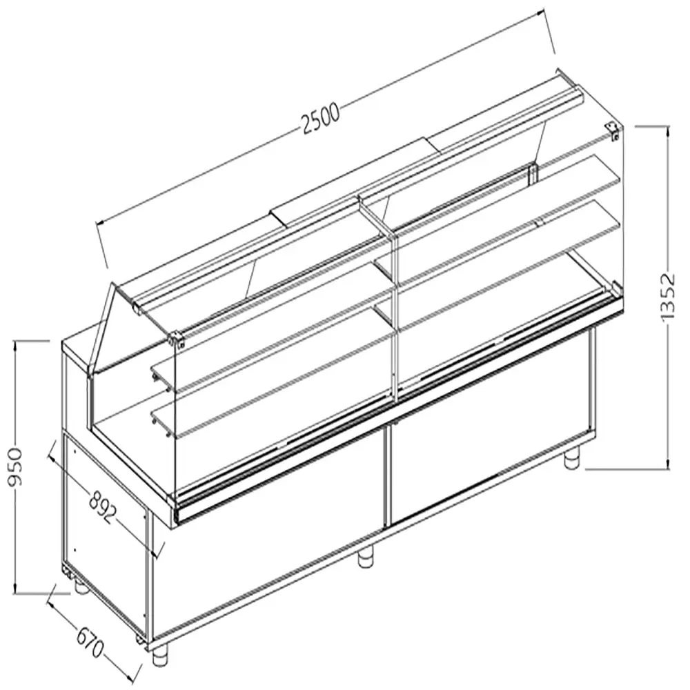 Diamond NA25X Neutral Snack Display Counters_High Glass