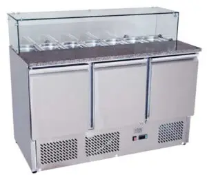 Ice-A-Cool ICE3864GR 3 Door Marble Top Saladette Preparation Counter, 380 Litres