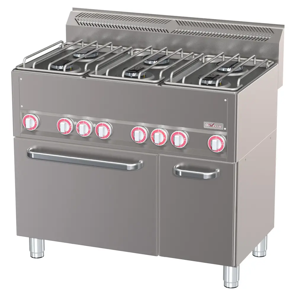 Diverso WR-G6CF-21 Range 6 burners with convection oven GN1/1 and neutral cabinet