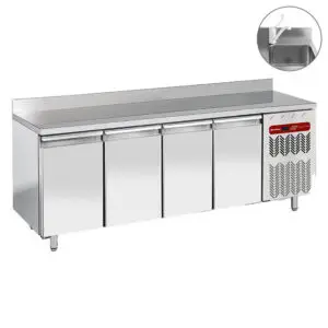 Diamond TG4N/HA-R2EV 4 Door Stainless Steel Refrigerated Counter with Splashback & Sink, 550 Litres