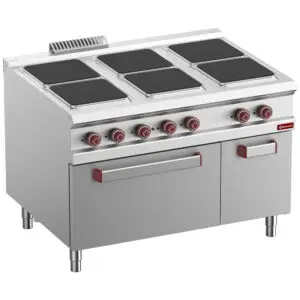 Diamond E9/6PQFA12-N 6 Squared Hobs Freestanding Electric Range Cooker on Electric Oven & Neutral Cupboard, 26kW