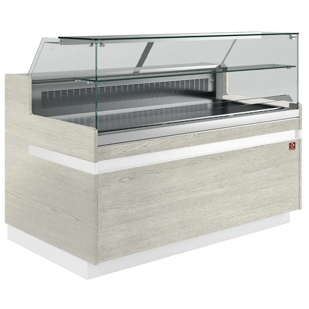 Diamond VB10XF1/R2 Flat Glass Light Wood Refrigerated Serveover Counter, 1738mm
