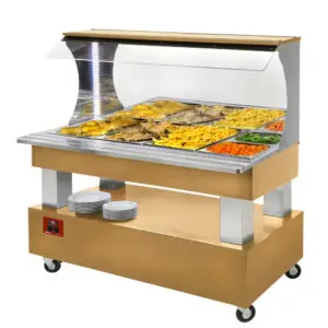 Diamond ABM/4N-D1 Wood Light Oak Warming Bain Marie Buffet Bar, 4 x 1/1 GN