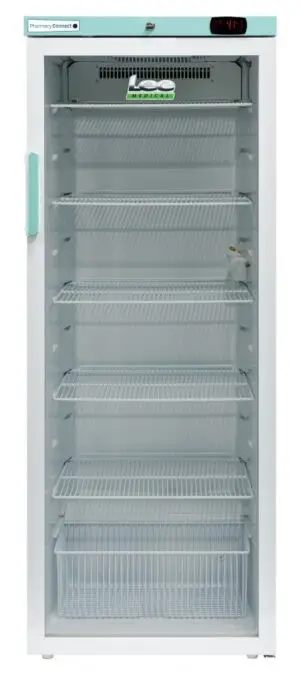 LEC Medical PCGR310CT Glass Single Door Pharmacy Connect Upright Refrigerator, 310 Litres