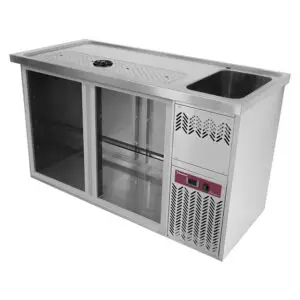 Diamond KBR-21D Bar Counter with 2 Compartments, Draining Board and Right Side Sink