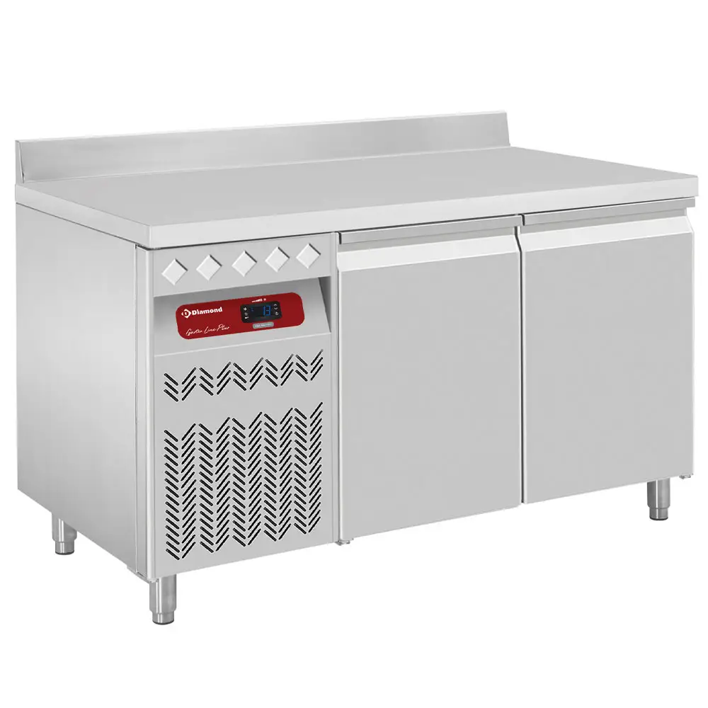 Diamond DT131/P9AGX 2 Door Stainless Steel Refrigerated Counter with Splashback, 260 Litres