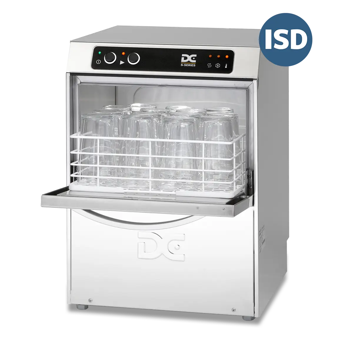 DC SG35ISD Standard Range 350mm Basket Frontloading Commercial Glasswasher with Integral Water Softener and Drain Pump, 14 Pint Capacity