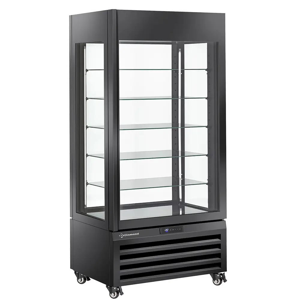 Diamond MAX-609-PB Black 5 Levels Glass Pastry Showcase, 600 Litres