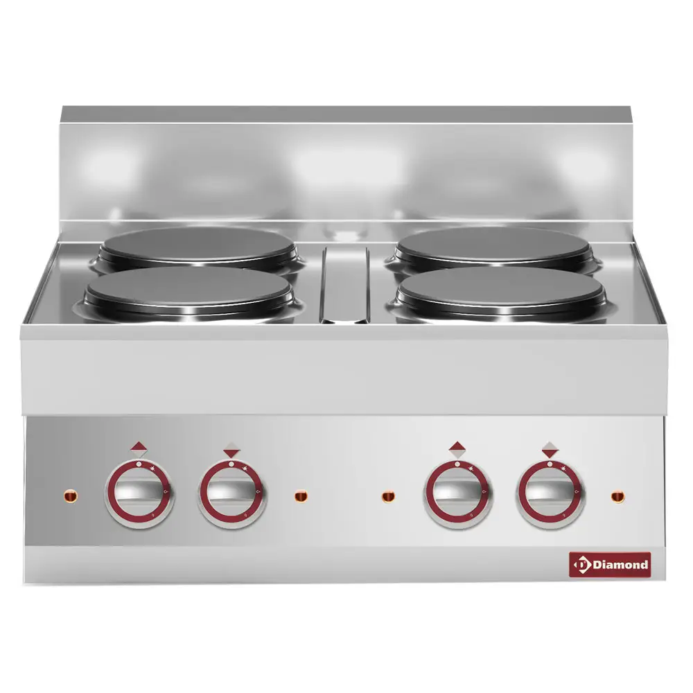 Diamond E65/4P7T-230V/3-N 4 Rounded Hobs Countertop Electric Range Cooker, 10.4kW