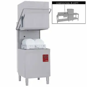 Diamond DCS9/6/B-S 500mm Basket Passthrough Hood Dishwasher with 1 Entry/Exit Table, Left Side Pre-wash Table