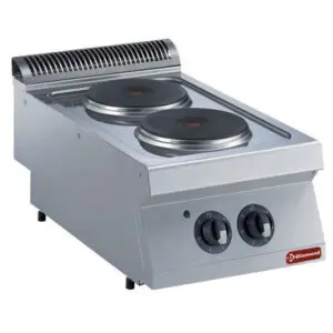 Diamond E17/2P4T-N 2 Rounded Hobs Countertop Electric Range Cooker, 5.2kW