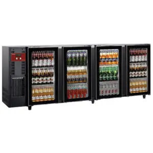 Diamond TAVT/4G-R2 Hinged Glass Quad Door Black Bottle Cooler, 783 Litres