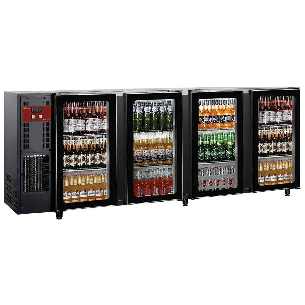 Diamond TAVT/4G-R2 Hinged Glass Quad Door Black Bottle Cooler, 783 Litres