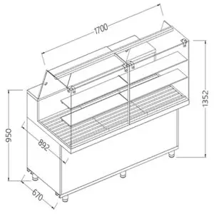 Diamond VPA17X Bread Snack High Glass Display Counter, 1700mm