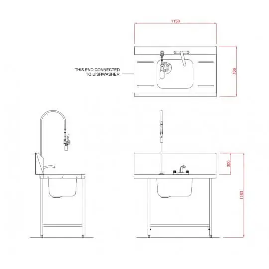 Hobart SD1150R/L Inlet Double Rack Table & Sink