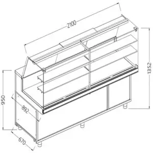Diamond CA21X/R Hot & Dry Patisserie Display Counter with Understorage, 2100mm