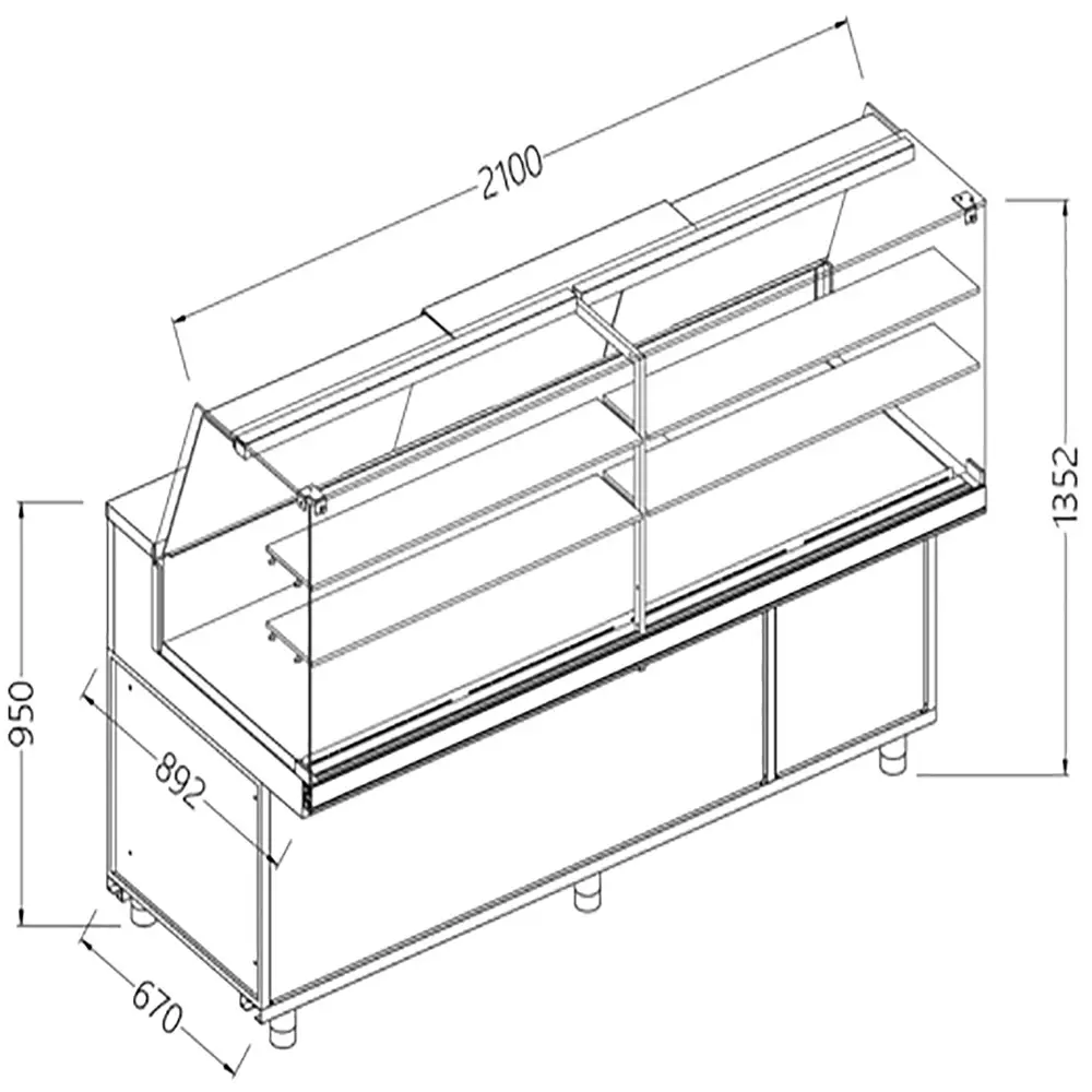 Diamond CA21X/R Hot & Dry Patisserie Display Counter with Understorage, 2100mm