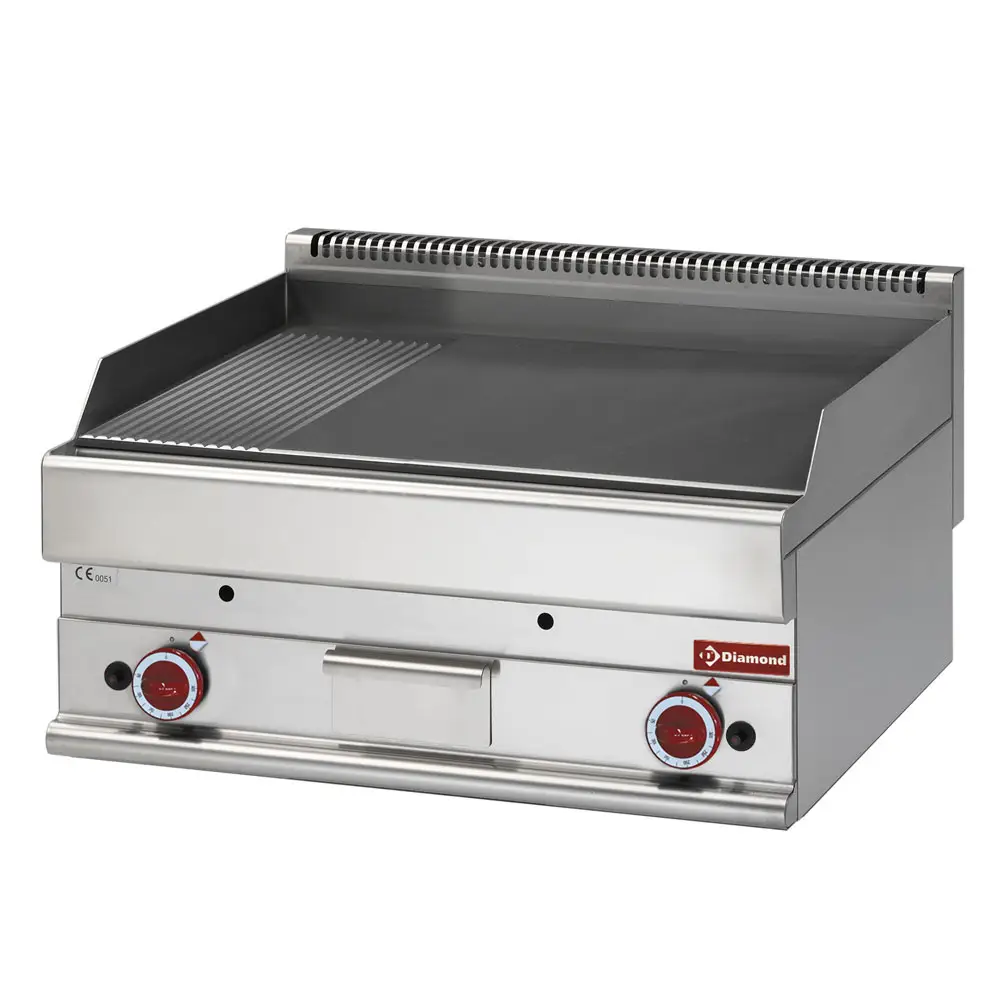 Diamond G65/PMCD7T Gas cooking plate 2/3 flatt - 1/3 ribbed -Top- hard chrome "50 µm"