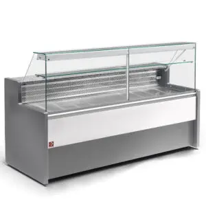 Diamond RO30/E8-R2 Stainless Steel Flat Glass Refrigerated Serveover Display with Understorage, 3000mm