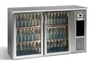 Gamko E3/22GMUCS84 Glass Double Door Stainless Steel Undercounter Bottle Cooler, 344 x 33 Centiliters Bottles