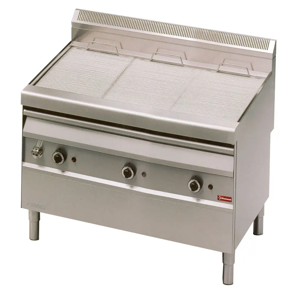 Diamond GV1219 Freestanding Steam Gas Griddle on Netrual Open cupboard