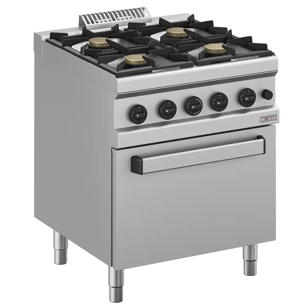 Diverso WR-G4BF-F1 Gas range 4 burners, with oven GN 2/1