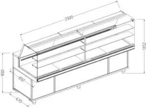 Diamond PA25X Display Counter Neutral X Bakery En & Gn, High Glass