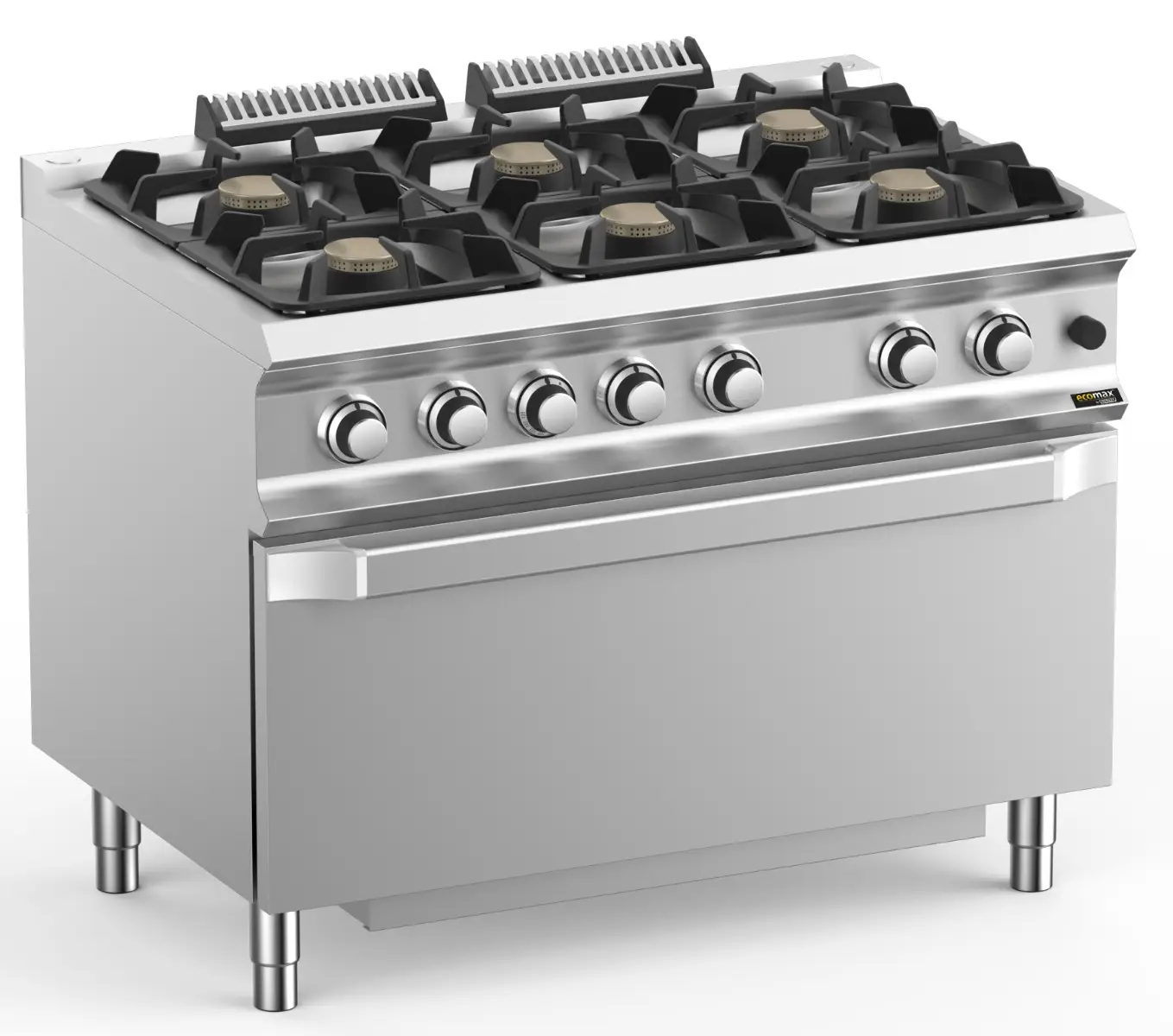 Hobart Ecomax HEFB711FGMXL 6 Burner Gas Hob (6 x 7kW) with Jumbo Gas Oven (8kW), 50kW