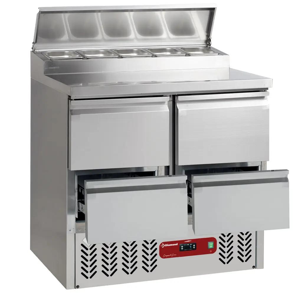 Diamond SALP2/R6_2XGC1/2/R6 4 Drawer Refrigerated Saladette Counter with Lid, 5 x 1/6 GN