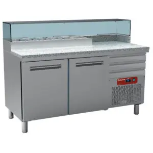 Diamond MR-PIZZA/R2 2 Door Gastronorm Saladette Counter for Pizzeria, 6 x 1/4 GN
