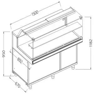 Diamond CB15X/R Hot & Dry Patisserie Display Counter with Understorage, 1500mm