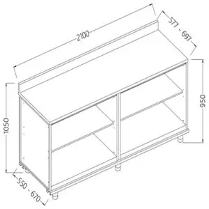 Diamond NL21X Neutral Rear Cabinet, With Backsplash
