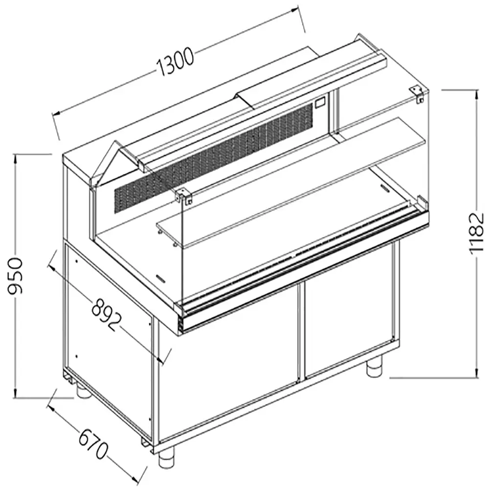 Diamond CFB13X Refrigerated & Heated Display Counter without Understorage, 1300mm
